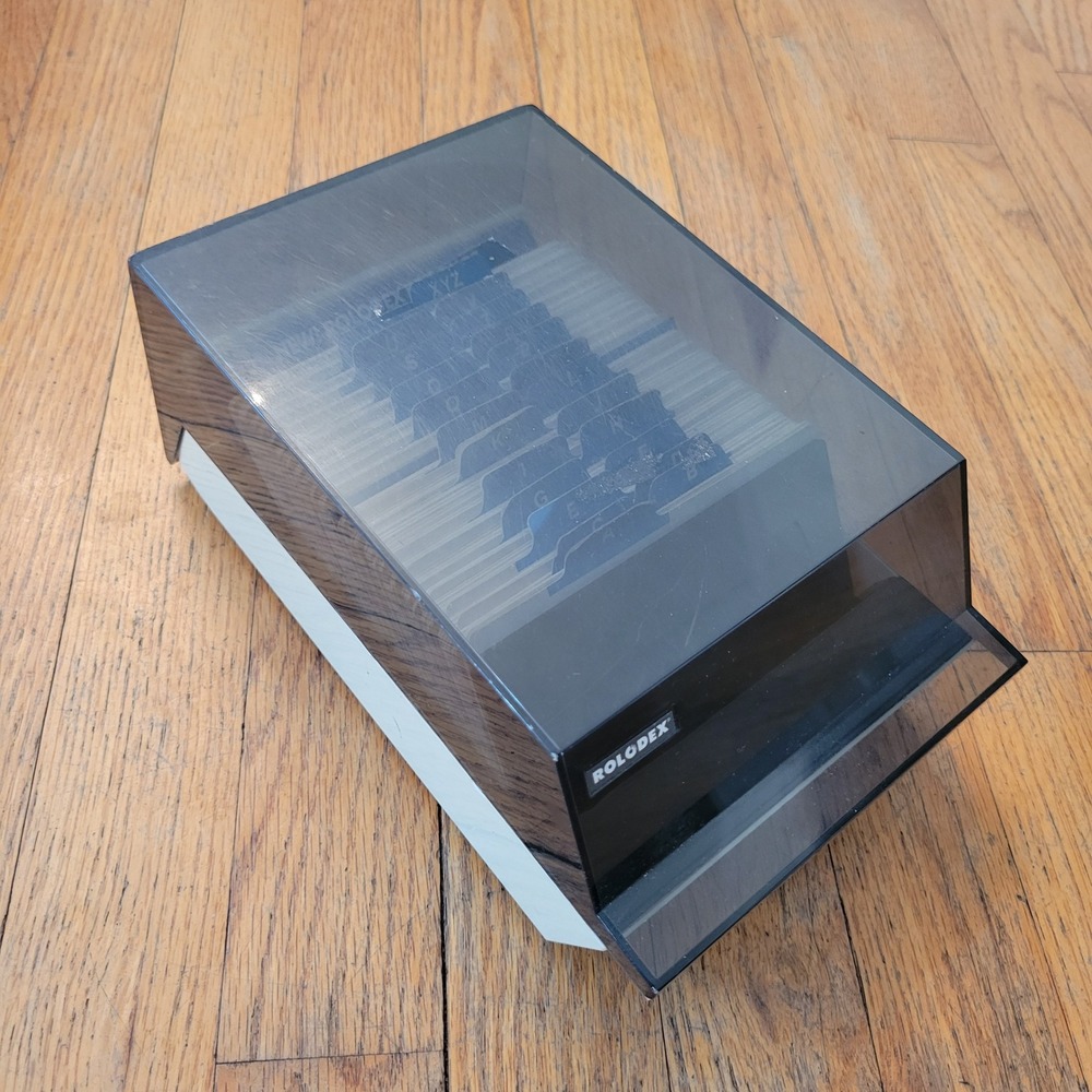 Rolodex Black Plastic Card File Organizer Memorydex VIP35C 90s Address Book